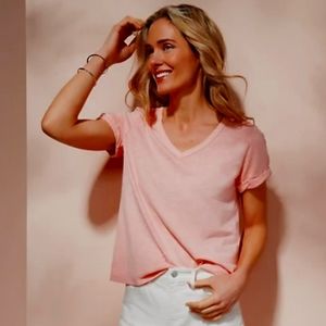 Candace Cameron Bure The Sunkissed Garment Dyed Shirt peach 🍑 slub top QVC